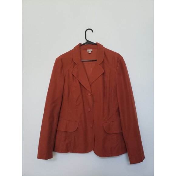 J. Jill Jackets & Blazers - J. Jill Womens 18 Blazer Jacket Long Sleeve Rust Brown Button Front Collared